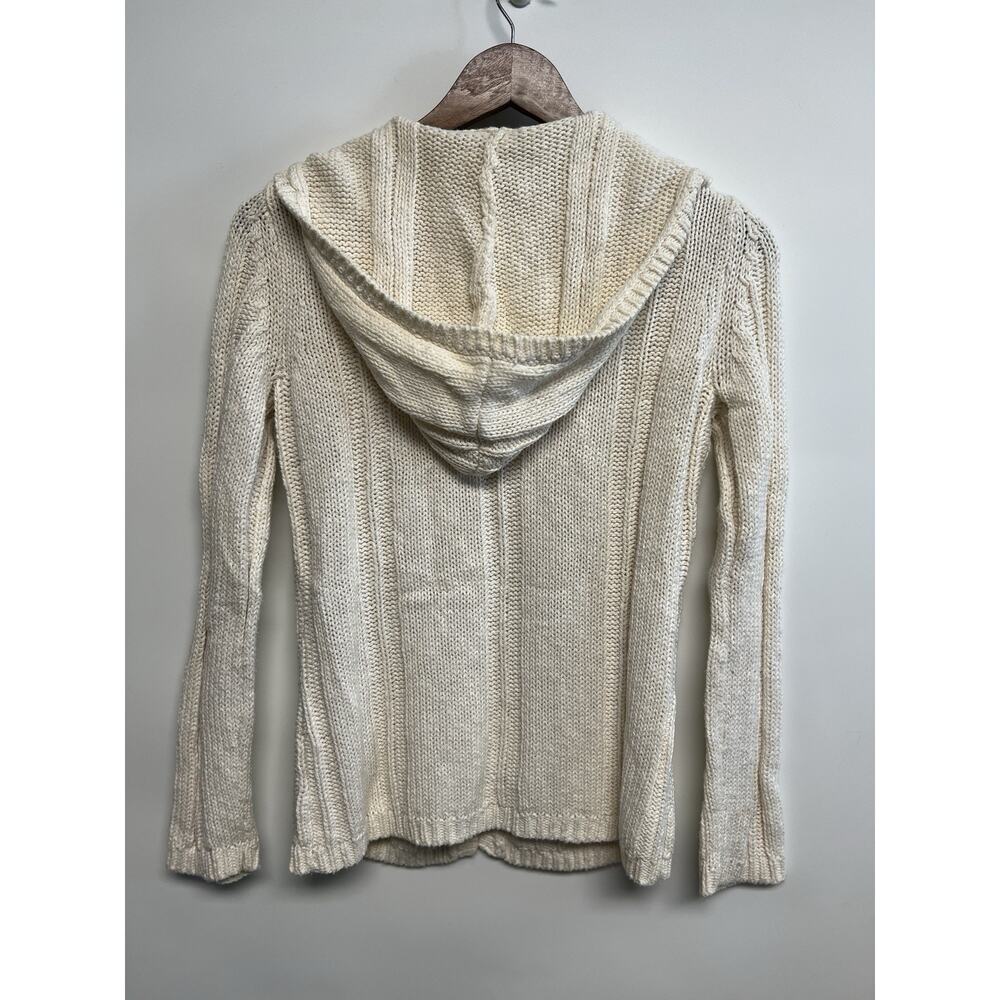 Y2K Hooded Toggle button Cable Knit Cardigan Sweater Small Equestrian Cape Cod - Picture 5 of 8